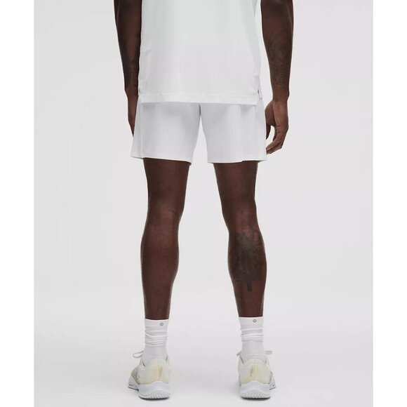 Striped Mesh Tennis Short 7" - White - Picture 2 of 5